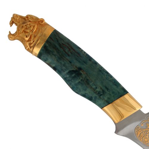 Нож «Турецкий султан» Н2-Л сталь ЭИ-107, рукоять: золото, стабилизированная береза, литьё, рисованный клинок в золоте