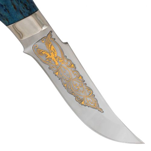 Нож «Баскардия» Н27-Л, сталь ЭИ-107, рукоять: никель, стабилизированная береза, литьё, рисованный клинок в золоте