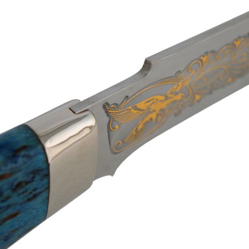 Нож «Баскардия» Н27-Л, сталь ЭИ-107, рукоять: никель, стабилизированная береза, литьё, рисованный клинок в золоте