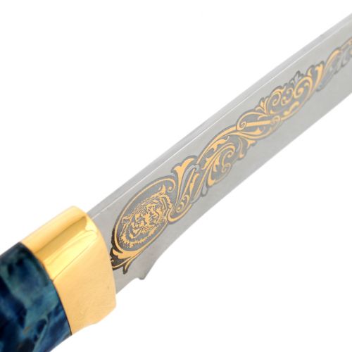 Нож «Император тайги» Н6-Л сталь ЭИ-107 рукоять: золото, стабилизированная береза, литьё, рисованный клинок в золоте