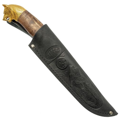 Нож «Император тайги» Н6-Л сталь ЭИ-107 рукоять: золото, орех, литьё, рисованный клинок в золоте