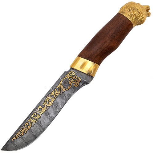Нож «Турецкий султан» Н2, сталь У10А-7ХНМ, рукоять: золото, орех, литьё, рисованный клинок в золоте