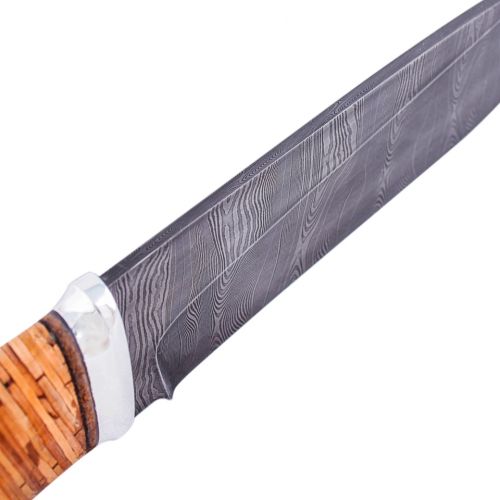 Нож охотничий, туристический «Рыцарь» Н1, сталь черный дамаск (У10А-7ХНМ), рукоять: дюраль, береста