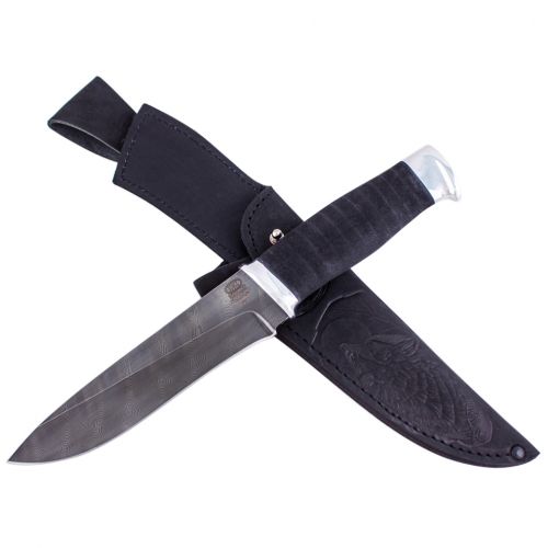 Нож охотничий, туристический «Рыцарь» Н1, сталь черный дамаск (У10А-7ХНМ), рукоять: дюраль, микропора