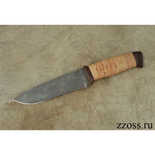 Нож охотничий, туристический «Рыцарь» Н1, сталь нержавеющий дамаск (40Х13-Х12МФ1), рукоять: текстолит, береста