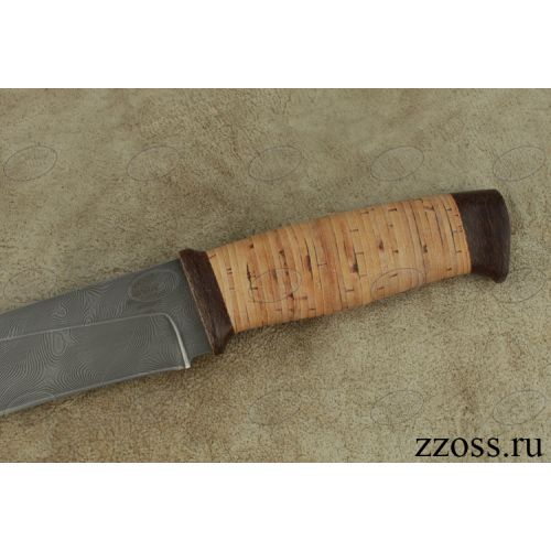 Нож охотничий, туристический «Рыцарь» Н1, сталь нержавеющий дамаск (40Х13-Х12МФ1), рукоять: текстолит, береста