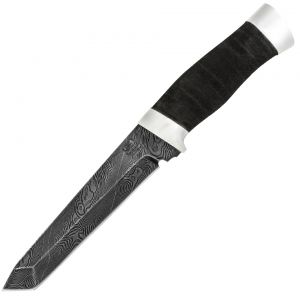 Нож «Телохранитель» Н10, сталь нержавеющий дамаск (40Х13-Х12МФ1), рукоять: дюраль, микропористая резина