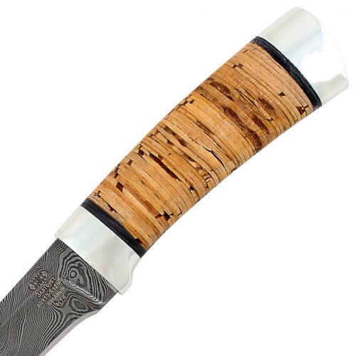Нож охотничий, туристический «Тифлис» Н14, сталь нержавеющий дамаск (40Х13-Х12МФ1), рукоять: дюраль, береста наборная