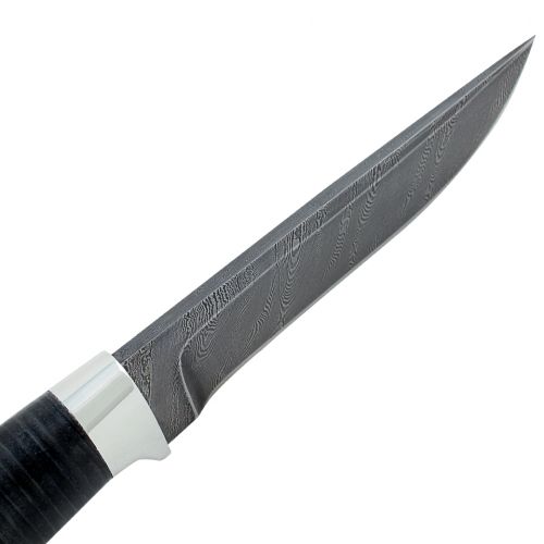 Нож охотничий, туристический «Тифлис» Н14, сталь нержавеющий дамаск (40Х13-Х12МФ1), рукоять: дюраль, кожа наборная