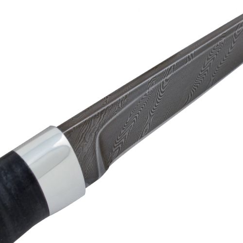 Нож охотничий, туристический «Тифлис» Н14, чёрный дамаск (У10А-7ХНМ), рукоять: дюраль, кожа наборная