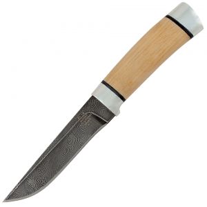Нож «Тифлис» Н14, сталь нержавеющий дамаск (40Х13-Х12МФ1), рукоять: дюраль, орех