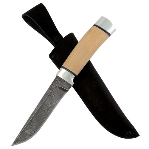 Нож охотничий, туристический «Тифлис» Н14, сталь нержавеющий дамаск (40Х13-Х12МФ1), рукоять: дюраль, орех