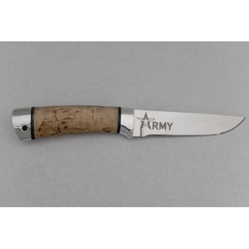 Нож охотничий, туристический «Тифлис» Н14, сталь ЭИ-107, рукоять: дюраль, карельская береза (логотип Армия)