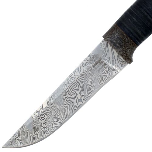 Нож охотничий, туристический «Тифлис» Н14, сталь контрастный дамаск (65Г-Х12МФ1), рукоять: текстолит, кожа