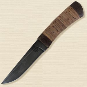 Нож «Тифлис» Н14, сталь черный дамаск (У10А-7ХНМ), рукоять: текстолит, береста наборная