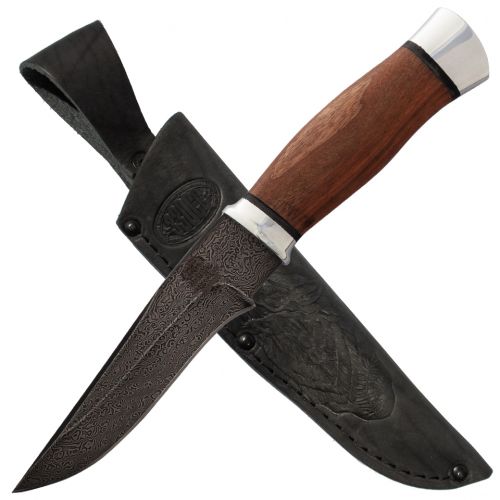 Нож туристический «Персидский» Н17, сталь черный дамаск (У10А-7ХНМ), рукоять: дюраль, орех