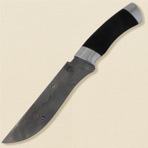 Нож «Турецкий» Н2, сталь контрастный дамаск (65Г-Х12МФ1), рукоять: дюраль, кожа наборная