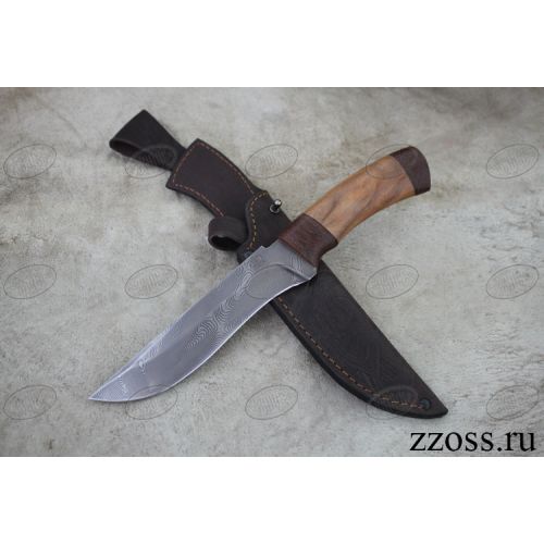 Нож охотничий, туристический «Турецкий» Н2, сталь черный дамаск (У10А-7ХНМ), рукоять: текстолит, орех
