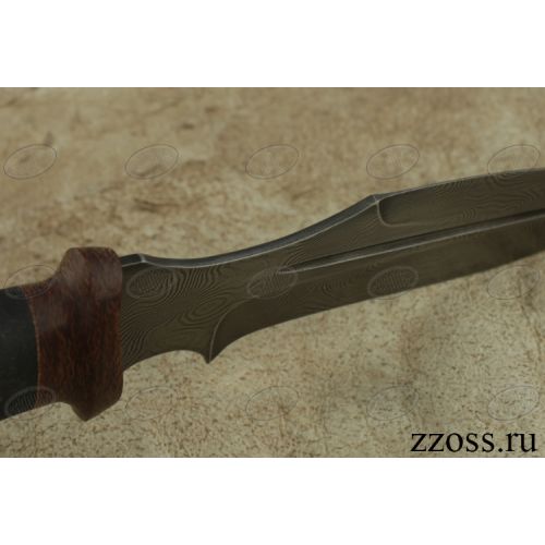 Нож охотничий, туристический «Крестоносец» Н21А, сталь черный дамаск (У10А-7ХНМ), рукоять: текстолит, микропора