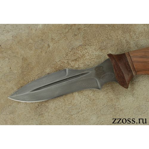 Нож охотничий, туристический «Крестоносец» Н21А, сталь черный дамаск (У10А-7ХНМ), рукоять: текстолит, орех