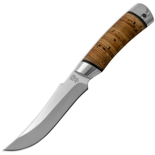 Нож разделочный, шкуросъёмный «Башкорт» Н27, сталь ЭИ-107, рукоять: дюраль, береста наборная