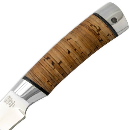 Нож разделочный, шкуросъёмный «Башкорт» Н27, сталь ЭИ-107, рукоять: дюраль, береста наборная