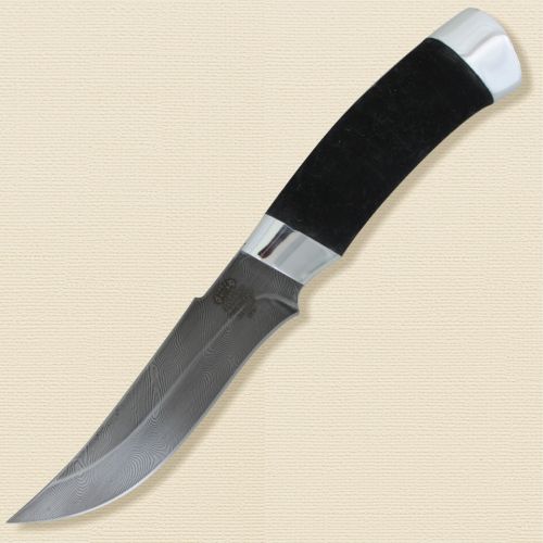 Нож разделочный, шкуросъёмный «Башкорт» Н27, сталь черный дамаск (У10А-7ХНМ), рукоять: дюраль, микропора