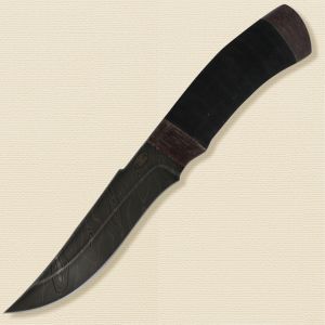 Нож разделочный, шкуросъёмный «Башкорт» Н27, сталь черный дамаск (У10А-7ХНМ), рукоять: текстолит, микропора