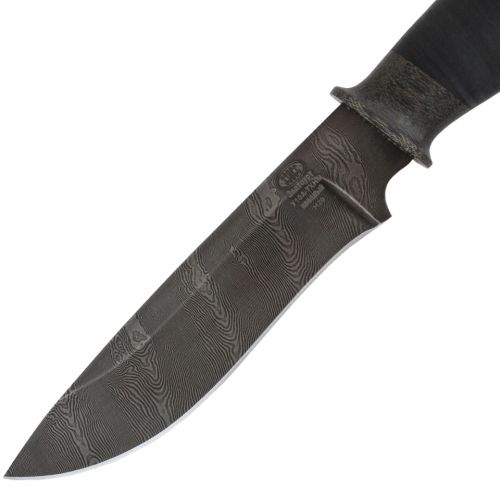 Нож разделочный, шкуросъёмный «Идальго» Н29, сталь черный дамаск (У10А-7ХНМ), рукоять: текстолит, кожа