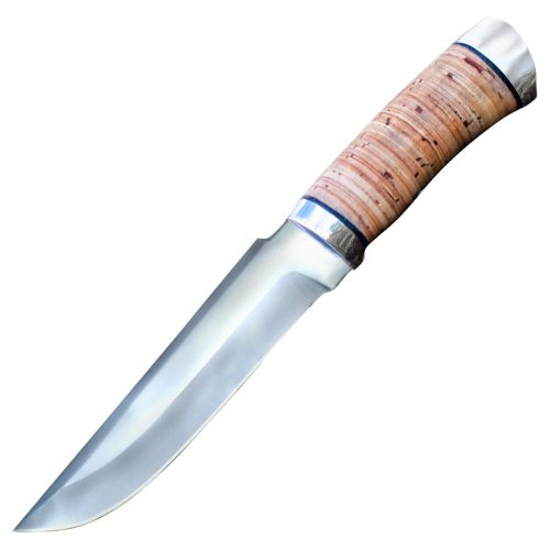 Нож разделочный, шкуросъёмный «Гумбольт» Н3, сталь ЭИ-107, рукоять: дюраль, береста наборная