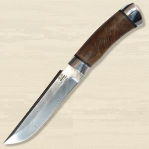 Нож «Гумбольт» Н3, сталь контрастный дамаск (65Г-Х12МФ1), рукоять: дюраль, орех