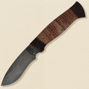 Нож охотничий, туристический «Русич» Н31, сталь черный дамаск (У10А-7ХНМ), рукоять: текстолит, береста наборная
