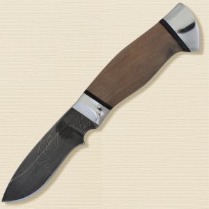 Нож туристический «Русич» Н31, сталь черный дамаск (У10А-7ХНМ), рукоять: дюраль, орех