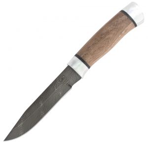 Нож «Робинзон» Н33, сталь черный дамаск (У10А-7ХНМ), дюраль, орех