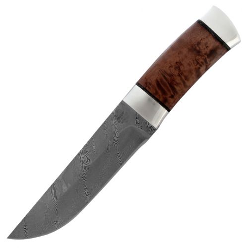 Нож охотничий, туристический «Алтай» Н4, сталь контрастный дамаск (65Г-Х12МФ1), рукоять: дюраль, кап