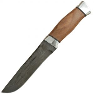 Нож «Пират» Н55, сталь черный дамаск (У10А-7ХНМ), рукоять: дюраль, орех