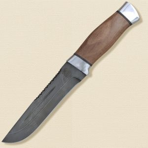 Нож «Пират» Н55, сталь черный дамаск (У10А-7ХНМ), рукоять: дюраль, орех