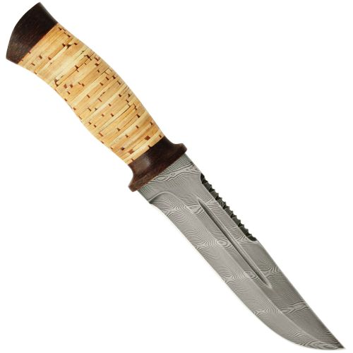 Нож «Корсар» Н56, сталь черный дамаск (У10А-7ХНМ), рукоять: текстолит, береста наборная