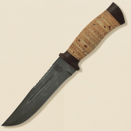 Нож охотничий, туристический «Корсар» Н56, сталь черный дамаск (У10А-7ХНМ), рукоять: текстолит, береста наборная