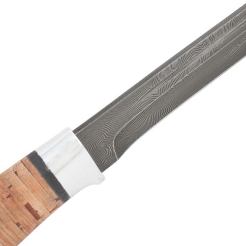 Нож охотничий, туристический «Сталкер» Н58, сталь черный дамаск (У10А-7ХНМ), рукоять: дюраль, береста наборная