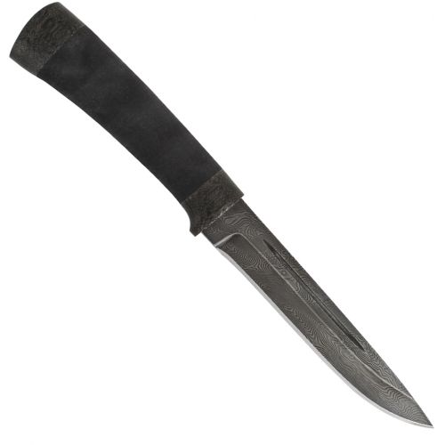 Нож охотничий, туристический «Сталкер» Н58, сталь черный дамаск (У10А-7ХНМ), рукоять: текстолит, микропора