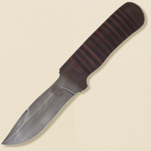 Нож охотничий, туристический «Леший» Н59, сталь черный дамаск (У10А-7ХНМ), рукоять: текстолит, кожа наборная