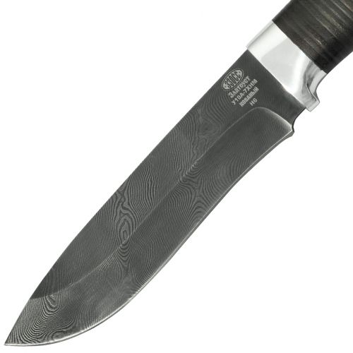 Нож охотничий, туристический «Александр II» Н6, сталь черный дамаск (У10А-7ХНМ), рукоять: дюраль, кожа