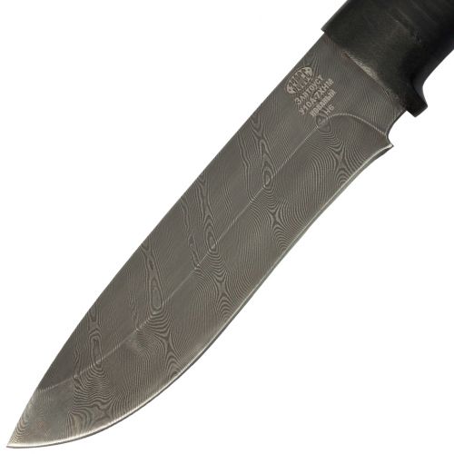 Нож охотничий, туристический «Александр II» Н6,  сталь черный дамаск (У10А-7ХНМ), рукоять: текстолит, кожа
