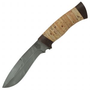 Нож «Таёжник» Н63, сталь черный дамаск (У10А-7ХНМ), рукоять: текстолит, береста наборная