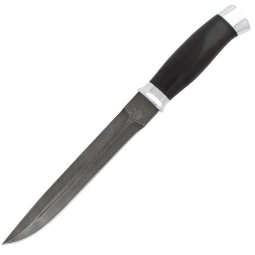 Нож охотничий, туристический «Бурят» Н76, сталь черный дамаск (У10А-7ХНМ), рукоять: дюраль, граб