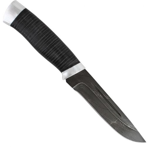 Нож туристический «Викинг» Н78, сталь черный дамаск (У10А-7ХНМ), рукоять: дюраль, кожа