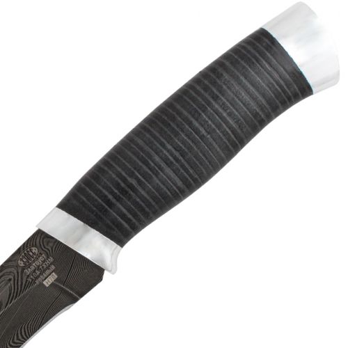 Нож туристический «Викинг» Н78, сталь черный дамаск (У10А-7ХНМ), рукоять: дюраль, кожа