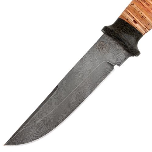 Нож охотничий, туристический «Лондон - спецназ» Н8, cталь: нержавеющий дамаск (40Х13-Х12МФ1), рукоять: текстолит, береста