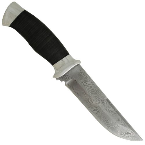 Нож «Лондон - спецназ» Н8, сталь контрастный дамаск (65Г-Х12МФ1), рукоять: дюраль, кожа наборная